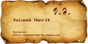 Valusek Henrik névjegykártya
